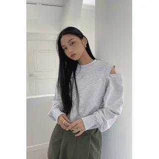 Two-way Slit-shoulder Sweatshirt