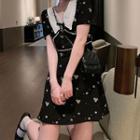 Short Sleeve Sailor Collar Floral Print Dress