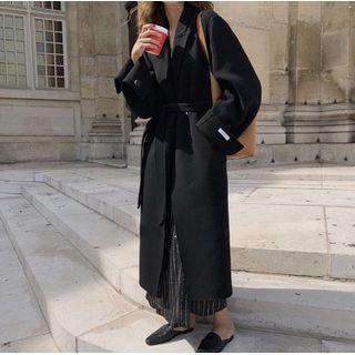 Buttoned Woolen Trench Coat