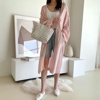 Knit Open Long Cardigan Pink - One Size