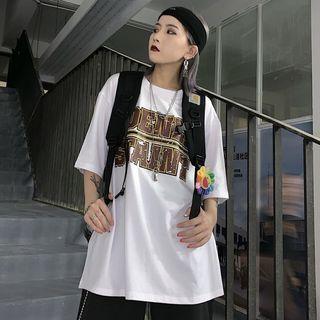 Couple Letter Print Short Sleeve T-shirt