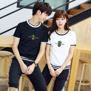 Couple Matching Set: Embroidered Top + Shorts