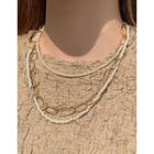 Chain Faux-pearl Layered Necklace Gold - One Size