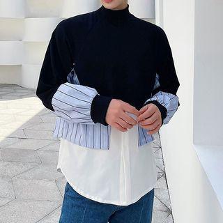 Mock Two-tone Striped Panel Top