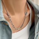 Asymmetrical Stainless Steel Necklace Silver - One Size
