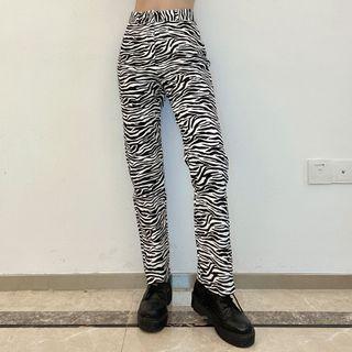 High-waist Zebra Print Straight Leg Pants