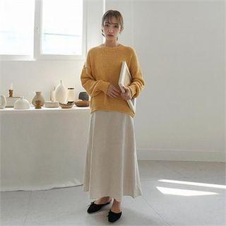 Linen Blend Flare Skirt