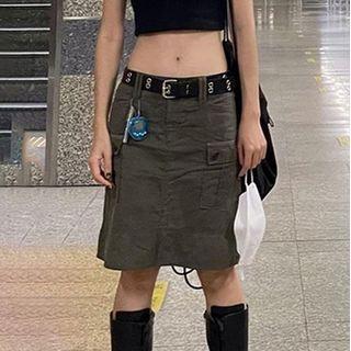 Low Waist A-line Mini Cargo Skirt