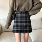Woolen Gingham Mini Skirt / Midi Skirt