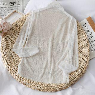 Rhinestone Mock-neck Sheer Top White - One Size