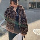 Hooded Leopard Fuax-fur Jacket