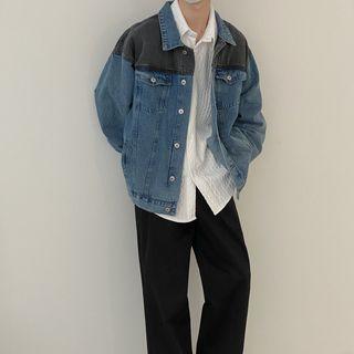 Two-tone Button-up Denim Jacket