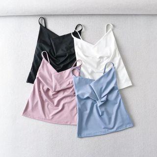Ruched Plain Crop Camisole Top