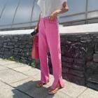 Slit Fringe-hem Loose-fit Pants