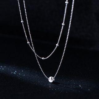 Pendant Sterling Silver Layered Necklace 1 Pc - Silver - One Size