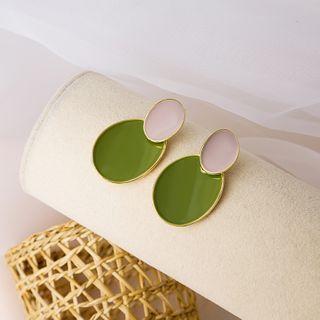 Glaze Disc Dangle Earring 1 Pair - E3290 - As Shown In Figure - One Size