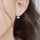 925 Sterling Silver Faux Pearl Mini Hoop Dangle Earring 1 Pair - As Shown In Figure - One Size