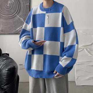 Two-tone Checkered Sweater