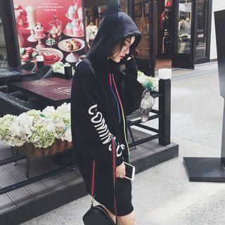Fleece-lined Letter Long-sleeve Hoodie