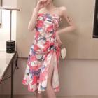 Tube Open-side Print Dress