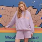 Rola Embroidered Pastel-color Boxy Hoodie Lavender - One Size