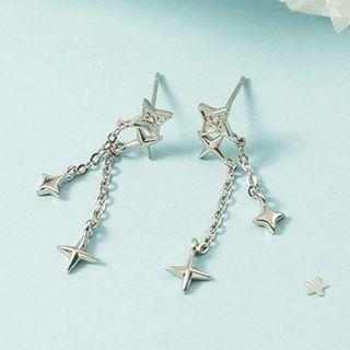Star Fringed Earring 1 Pair - Silver - One Size
