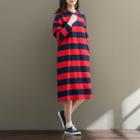 Hooded Striped Midi Dress