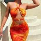 Halter Tie-dye Cutout Midi Sundress