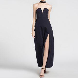 Halter V-neck Evening Gown