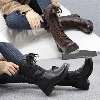 Genuine-leather Military Mid-calf Boots