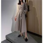 Long-sleeve Midi Coat Dress Almond - One Size