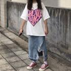 High-waist Washed Denim Ripped A-line Skirt
