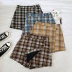 Color-block Plaid High-waist Skort