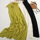 Sleeveless Collar Knit Midi A-line Dress