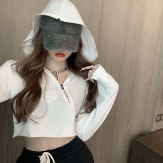 Asymmetrical Half-zip Cropped Hoodie
