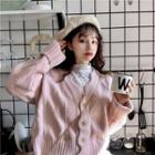 Long-sleeve Lace Top / Button Cardigan