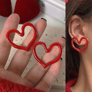 Heart Acrylic Drop Earring 1 Pair - Silver Needle - One Size