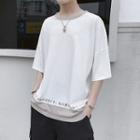 Paneled Lettering Elbow-sleeve T-shirt
