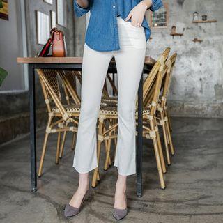 Zip-front Semi Boot-cut Pants
