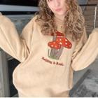 Long Sleeve Mushroom Embroidered Pullover