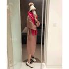 V-neck Boxy Long Fleece Dress