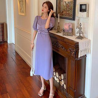 Puff Sleeve Mock Two Piece Chiffon Dress