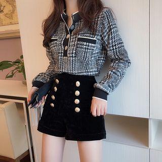 Check Long-sleeve Top / Buttoned Shorts