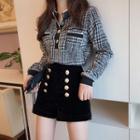 Check Long-sleeve Top / Buttoned Shorts