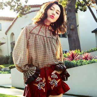 Ethnic Bell-sleeve Blouse