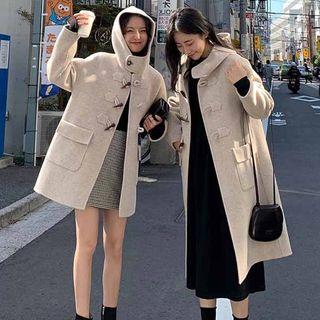 Plain Mock Neck Long-sleeve A-line Dress