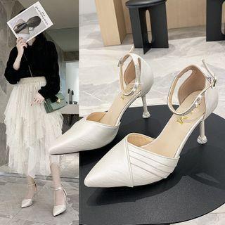 Rhinestone Ankle-strap Pointy-toe Pumps