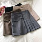 Irregular Pleated Mini A-line Skirt