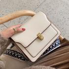Printed Strap Faux Leather Flap Crossbody Bag