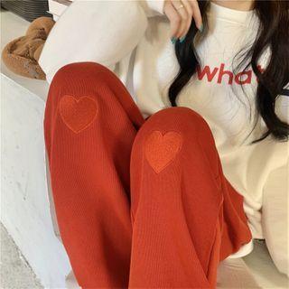 Elastic-waist Heart Print Sports Pants